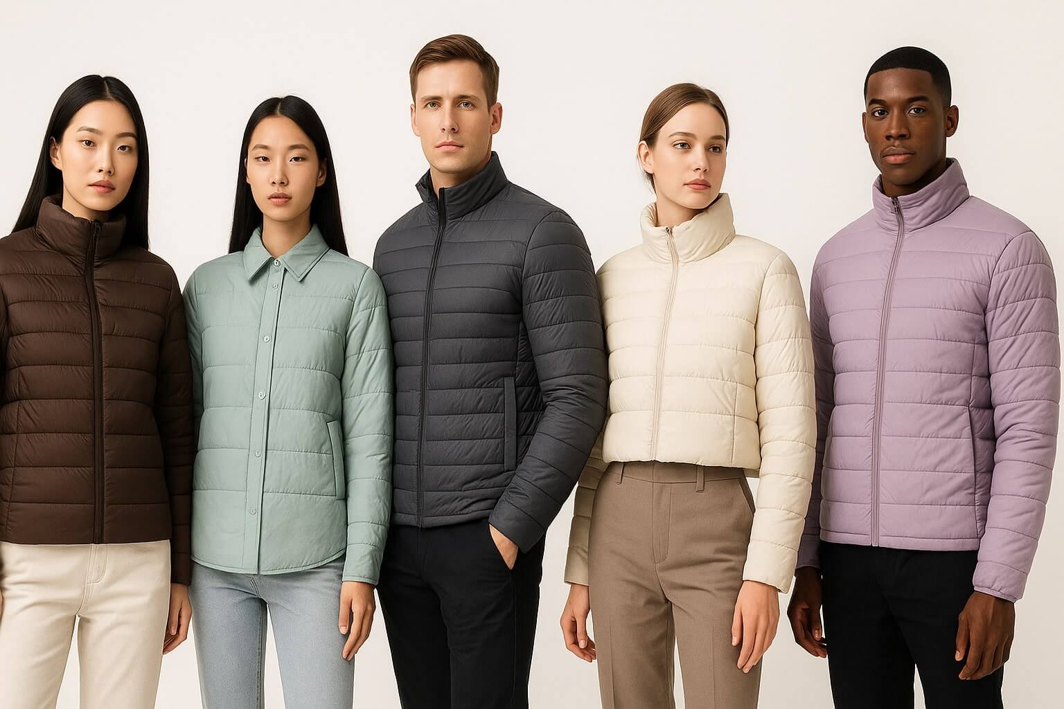 2025 경량패딩 트렌드 다양한 디자인과 컬러를 입은 모델 화보