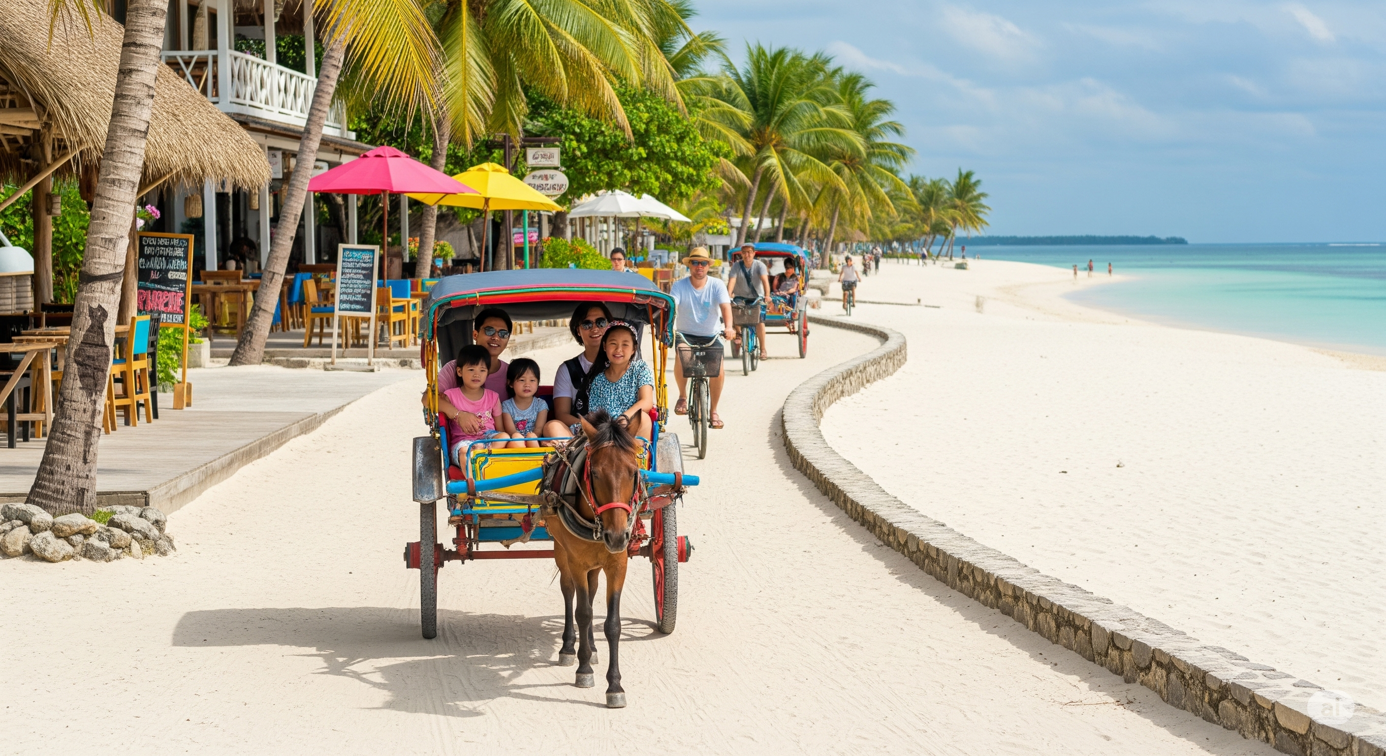 Unique transportation, Cidomo (horse carriage) and bicycles, in Gili Trawangan
