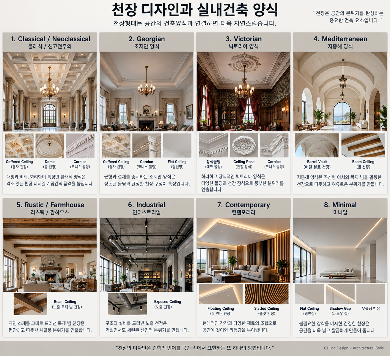천장 디자인과 실내건축 양식