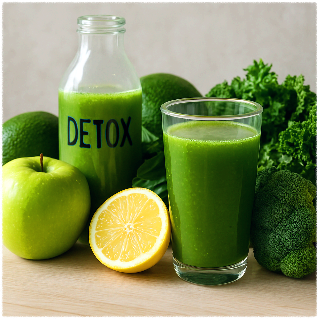디톡스 주스와 재료의 이미지