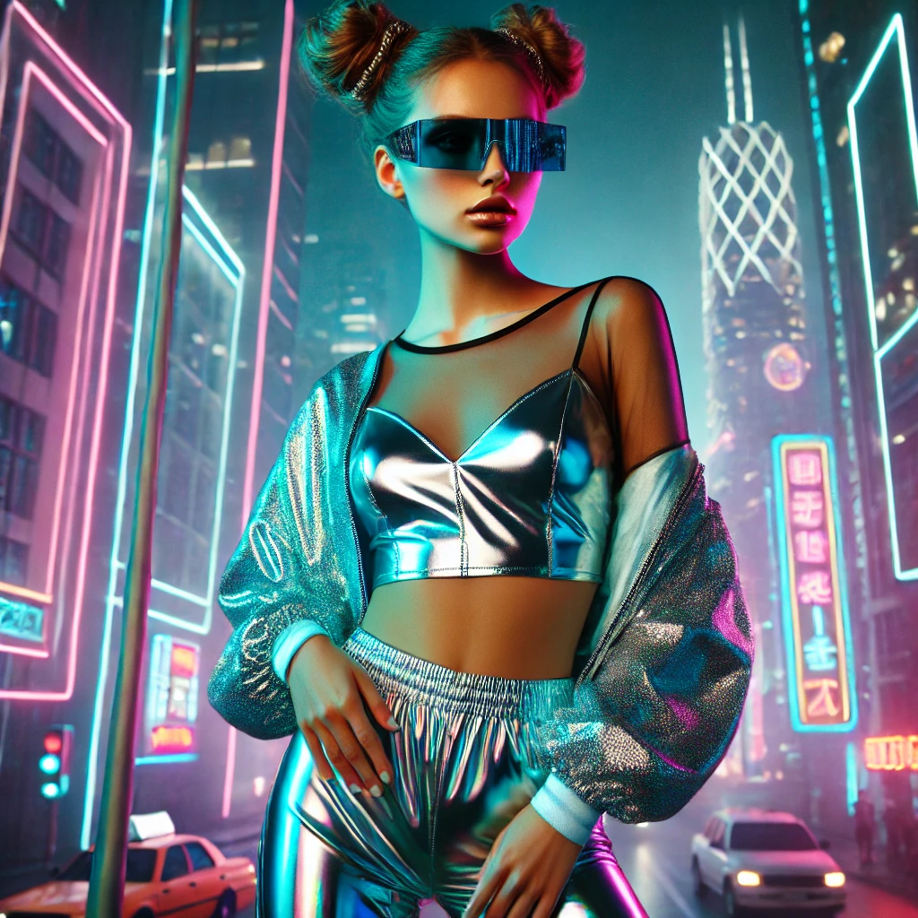 은빛메탈릭한옷을척용한모델