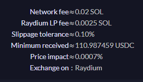네트워크 수수료가 0.02Sol이 적혀있다