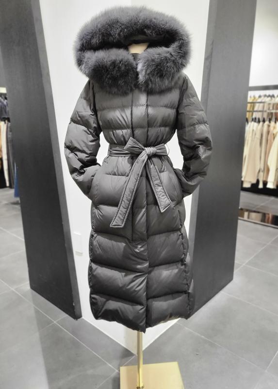 VOV 보브 여성 벨티드 슬림 사가 폭스퍼 구스다운 롱 패딩 코트 7122417508