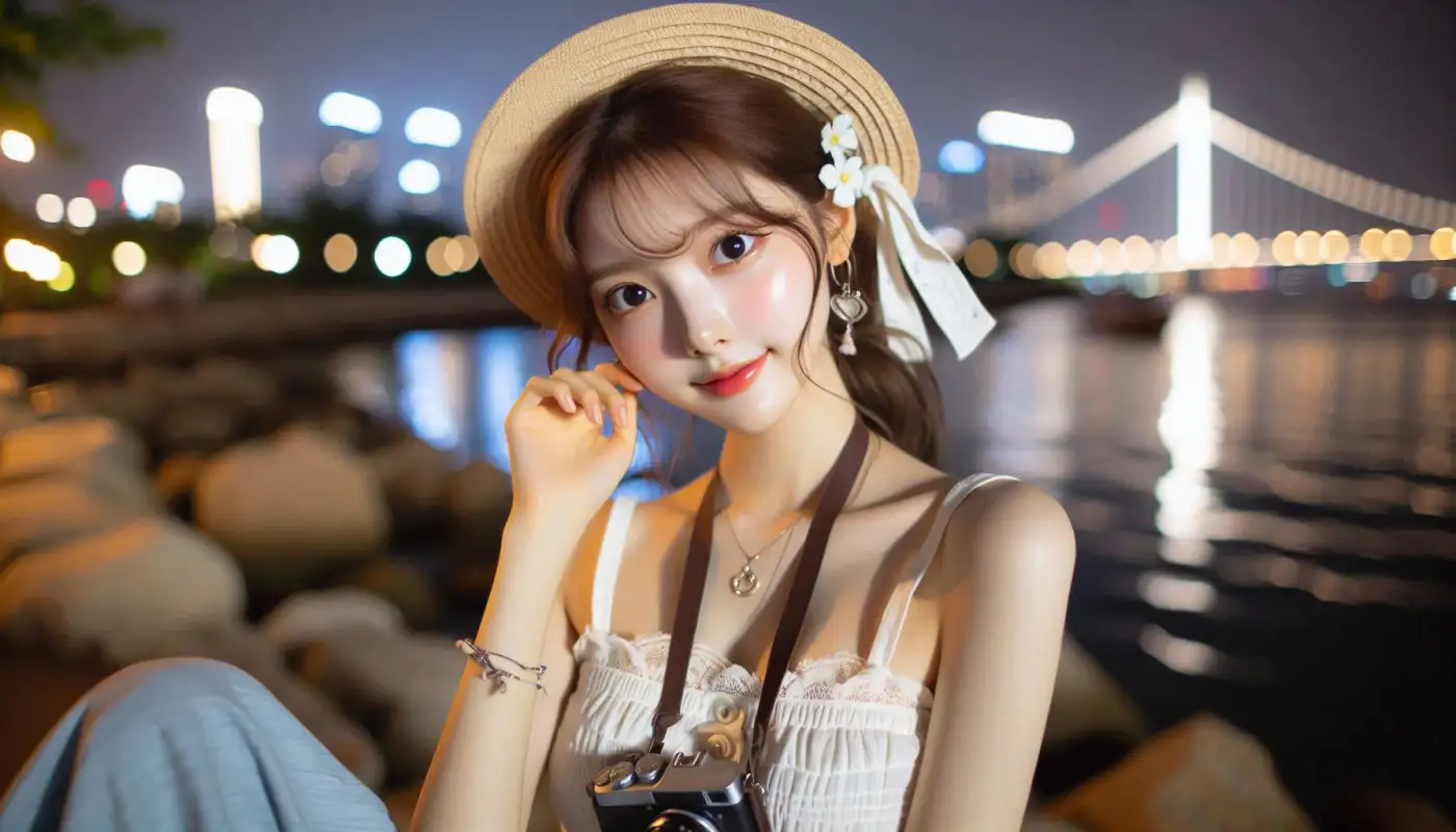 부산-불꽃축제-시간-일정을-알아보고-여행하는-여성의-모습