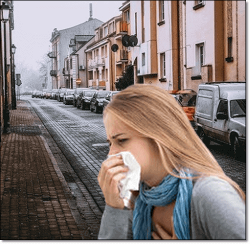 독감에 걸린 여성