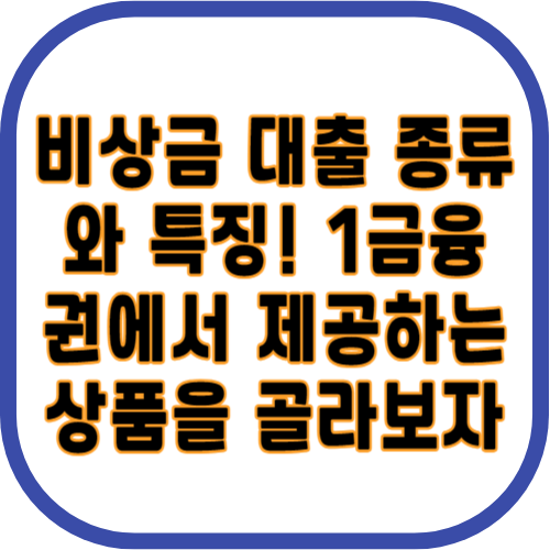 비상금 대출 종류와 특징! 1금융권에서 제공하는 상품을 골라보자
