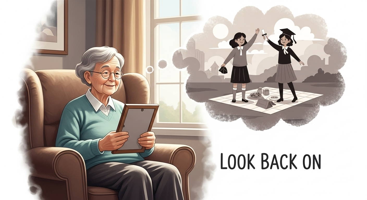 look back on 의미를 나타내는 이미지