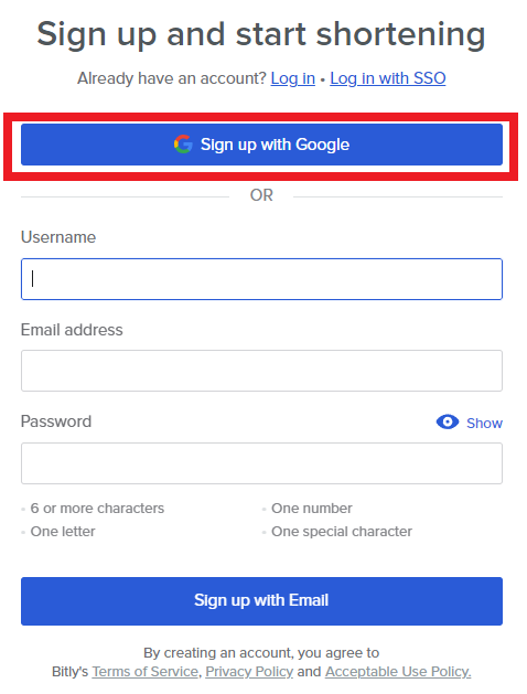 bitly 가입 절차 3