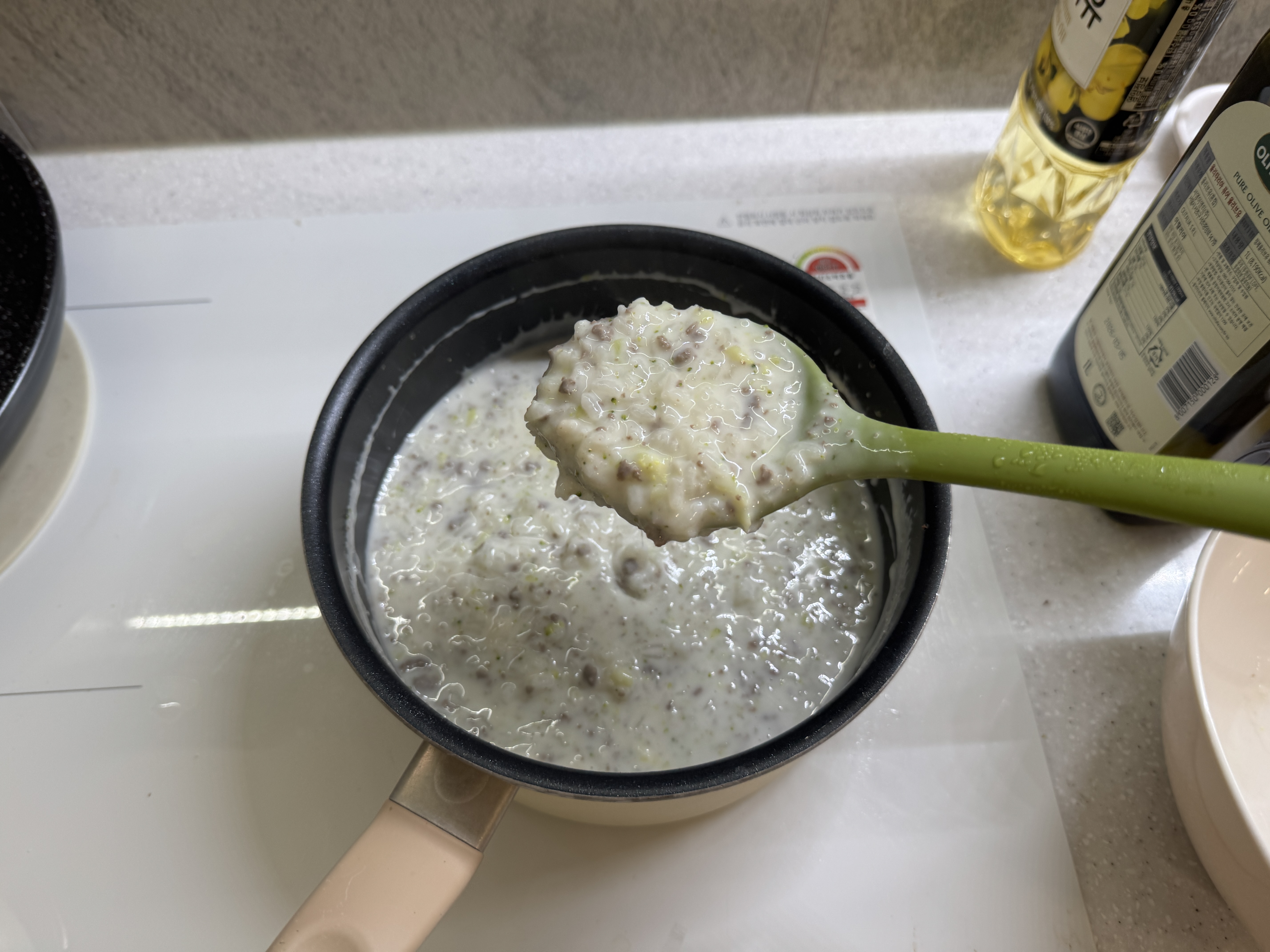 소고기버섯브로콜리리조또가 완성된 사진