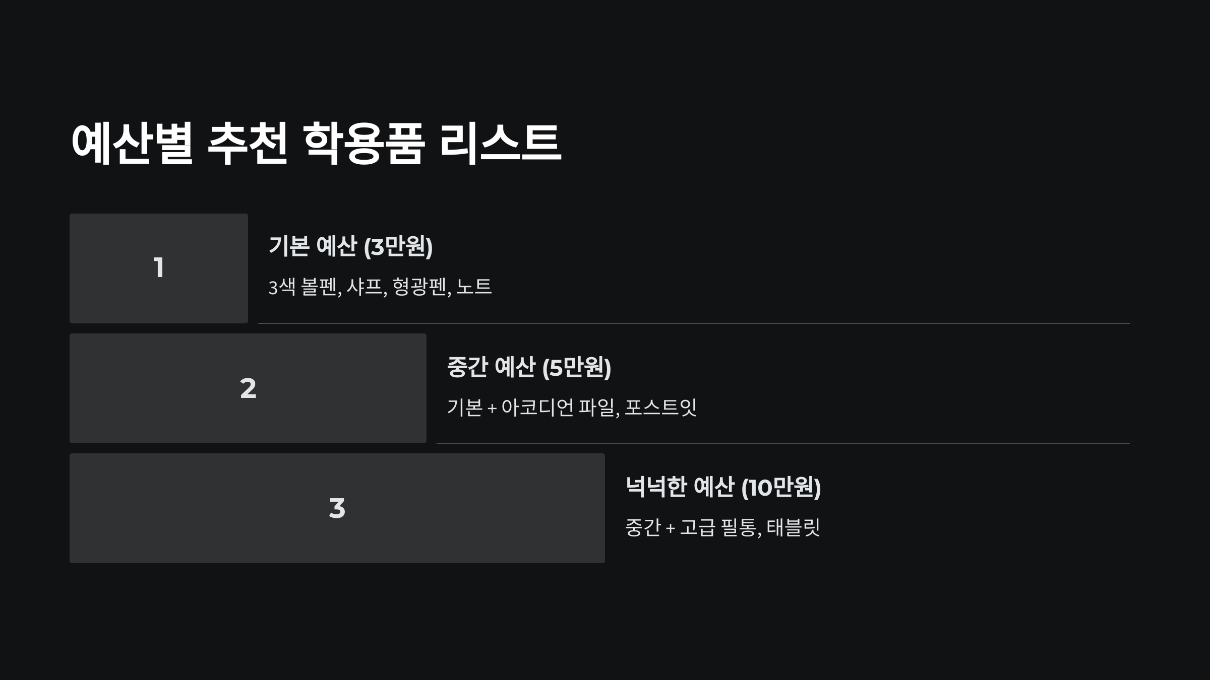 중학생 필수 학용품 추천