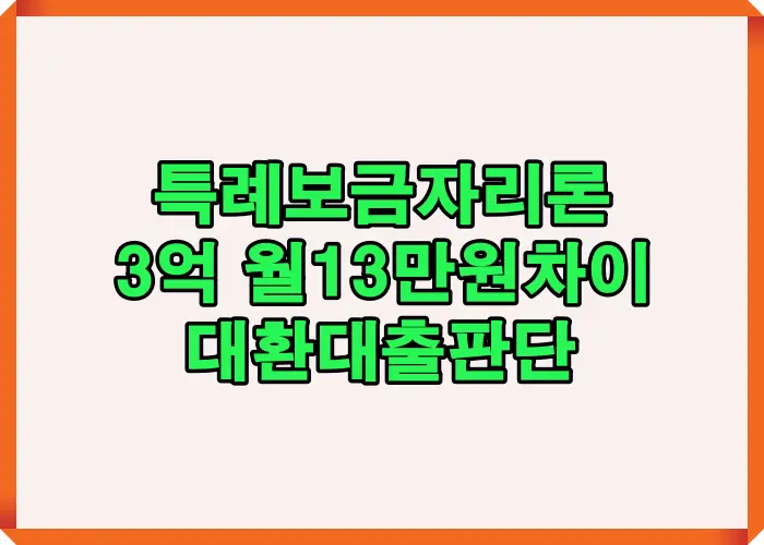 특례 보금자리론 대환대출 3억 기준 월 13만원 상환 차이와 금리 구조 비교 설명 이미지