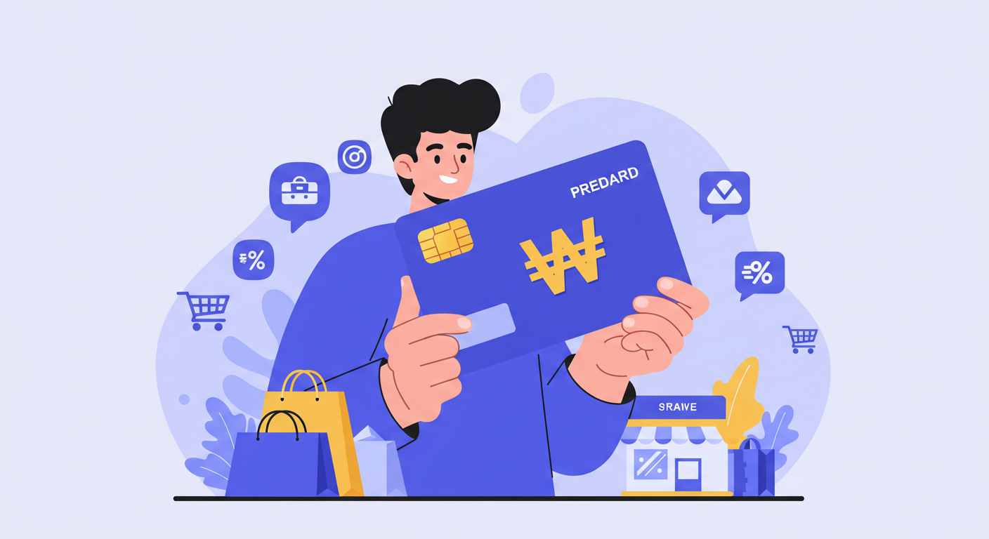 소비쿠폰 선불카드를 들고 있는 사람