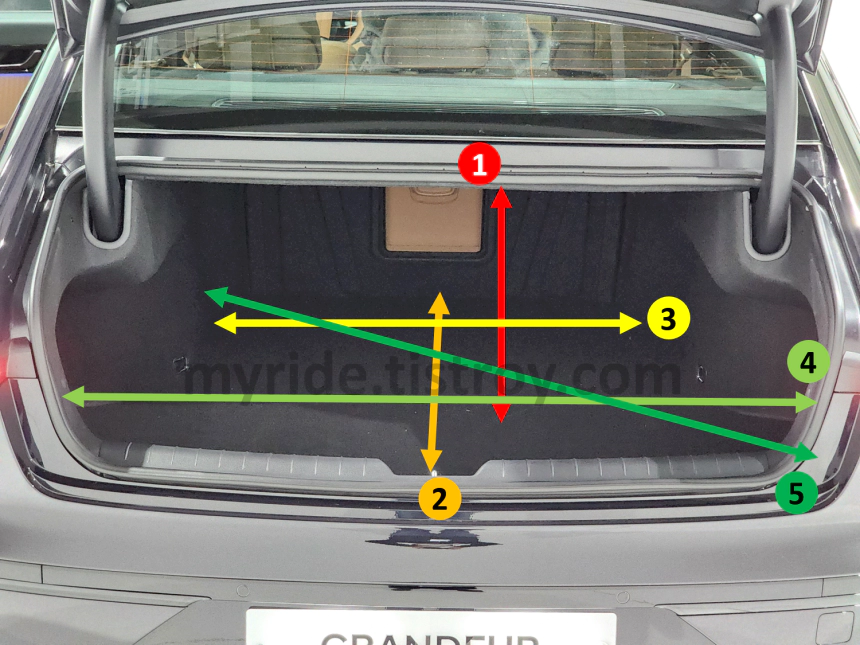 디올뉴그랜저 트렁크 실측 순서