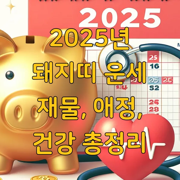 2025년 돼지띠 운세 재물, 애정, 건강 총정리