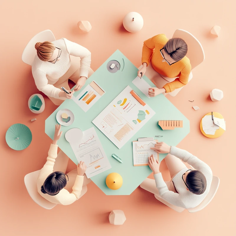 연금 ETF 투자에 입문하는 초보자가 함께 재테크를 공부하며 알기 쉬운 재무 그래프를 살펴보는 협업적 분위기, 연금 스터디, 금융 교육