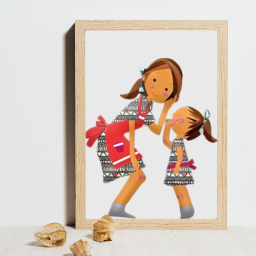 아이와 엄마 모습이 담긴 액자 이미지