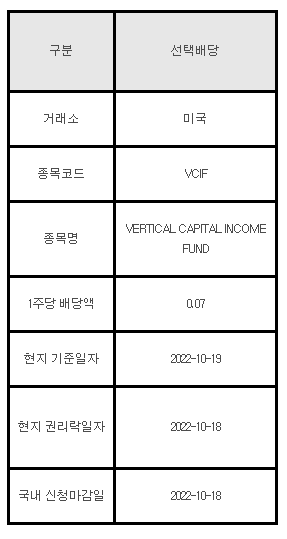 미국주식 선택배당 안내 VCIF