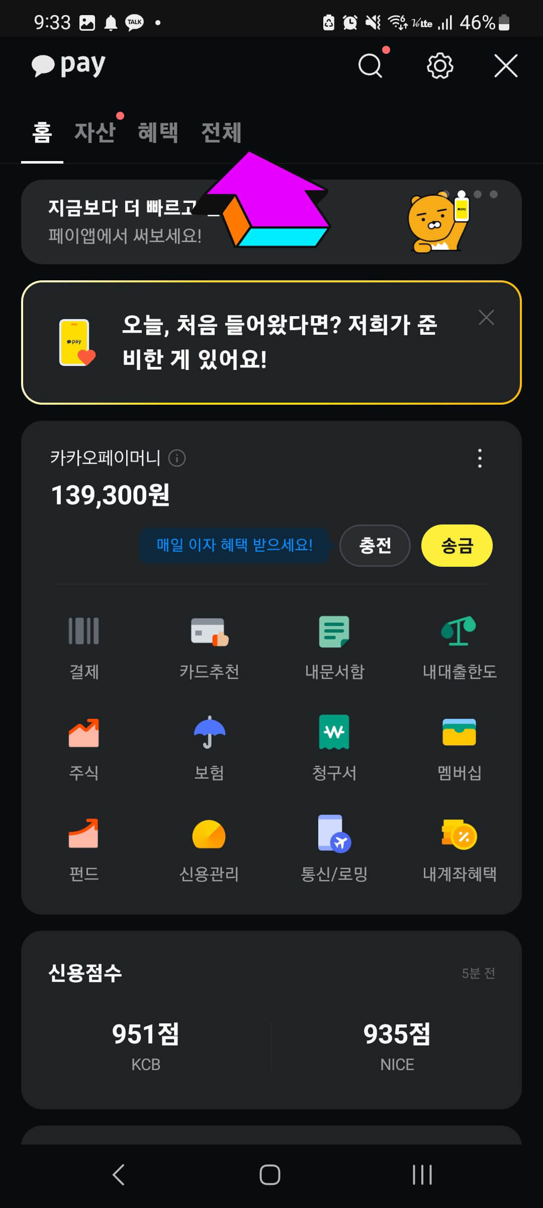 카카오톡-신용점수-확인방법