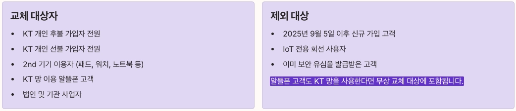 kt 유심 교체 대상 고객 안내 정리