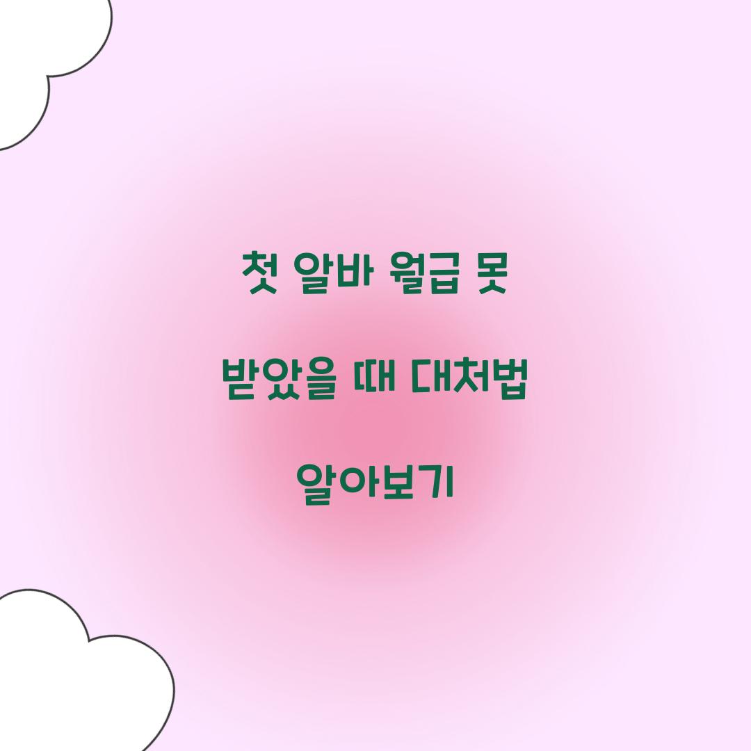 첫 알바 월급 못 받았을 때