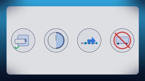 하차태그&middot;30/60분&middot;환승 4회&middot;동일 노선 제외를 아이콘으로 요약한 체크 일러스트