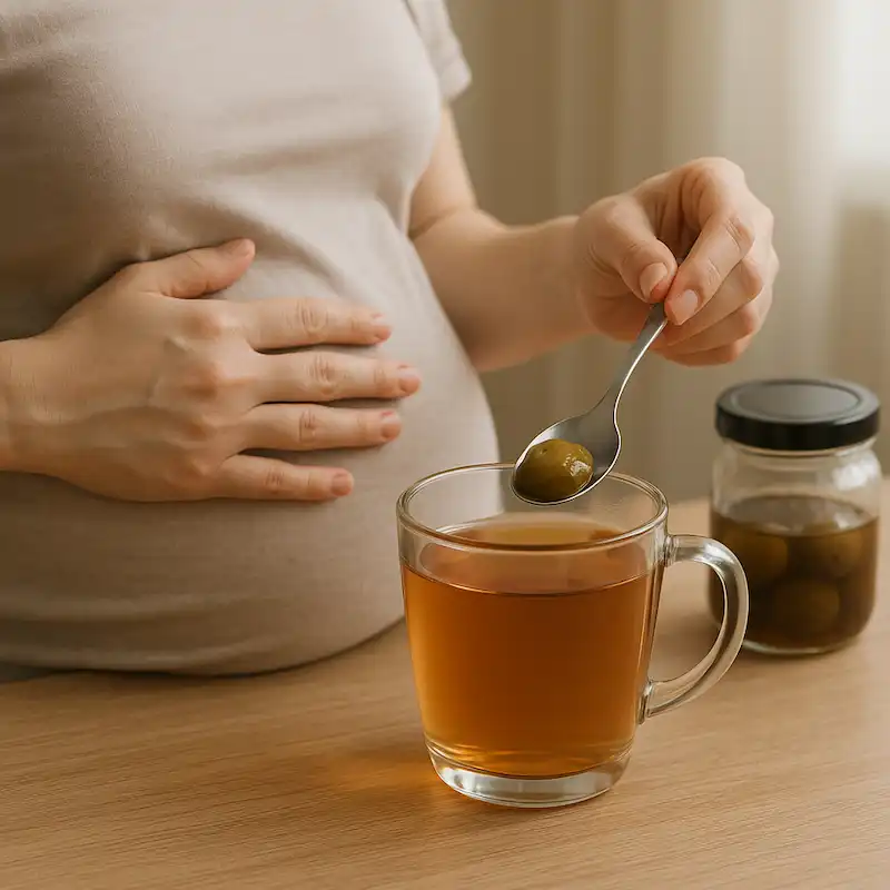 임산부의 매실 액기스 섭취 장면