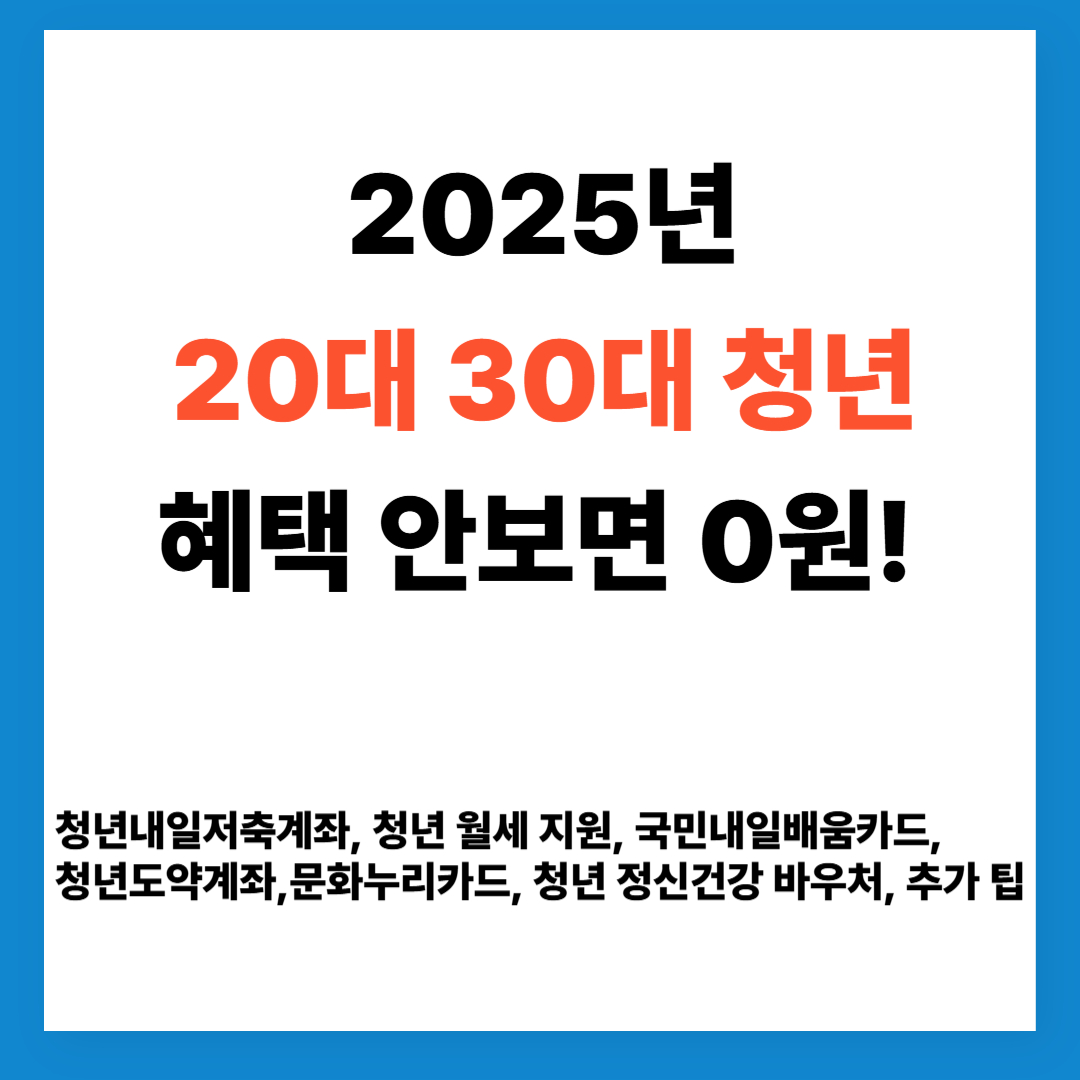 2025년 20대 30대 청년 혜택 안보면 0원!