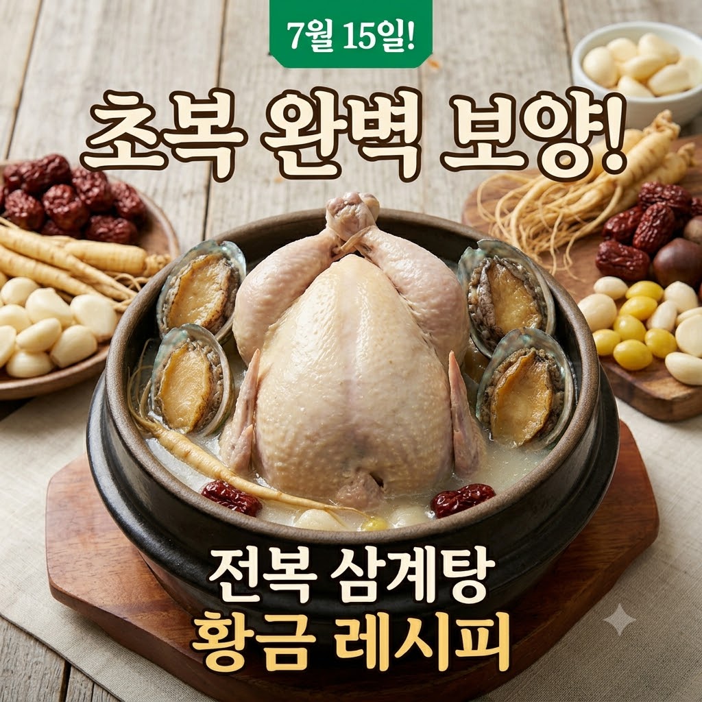 7월 15일 초복을 맞아 준비한 전복 삼계탕 황금 레시피 보양식 추천 썸네일