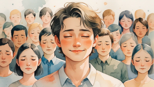 ENFJ의 정은 깊고 따뜻하지만, 스스로를 잊기 쉬운 구조를 가집니다. 모두의 감정을 끌어안으려는 그 마음은 아름답지만, 정작 자신을 돌보지 못하면 관계는 점점 무겁고 고단해집니다에 관한 그림