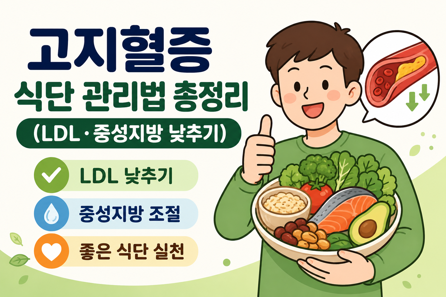 고지혈증 식단 관리법 총정리 (LDL·중성지방 낮추기) -사진-