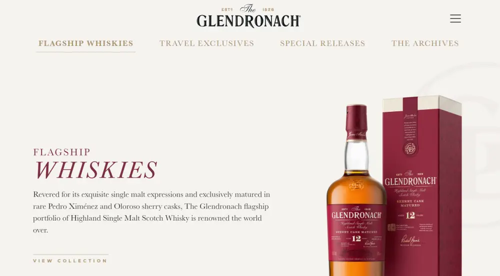 글렌드로낙 위스키 공식 홈페이지 사이트 이미지