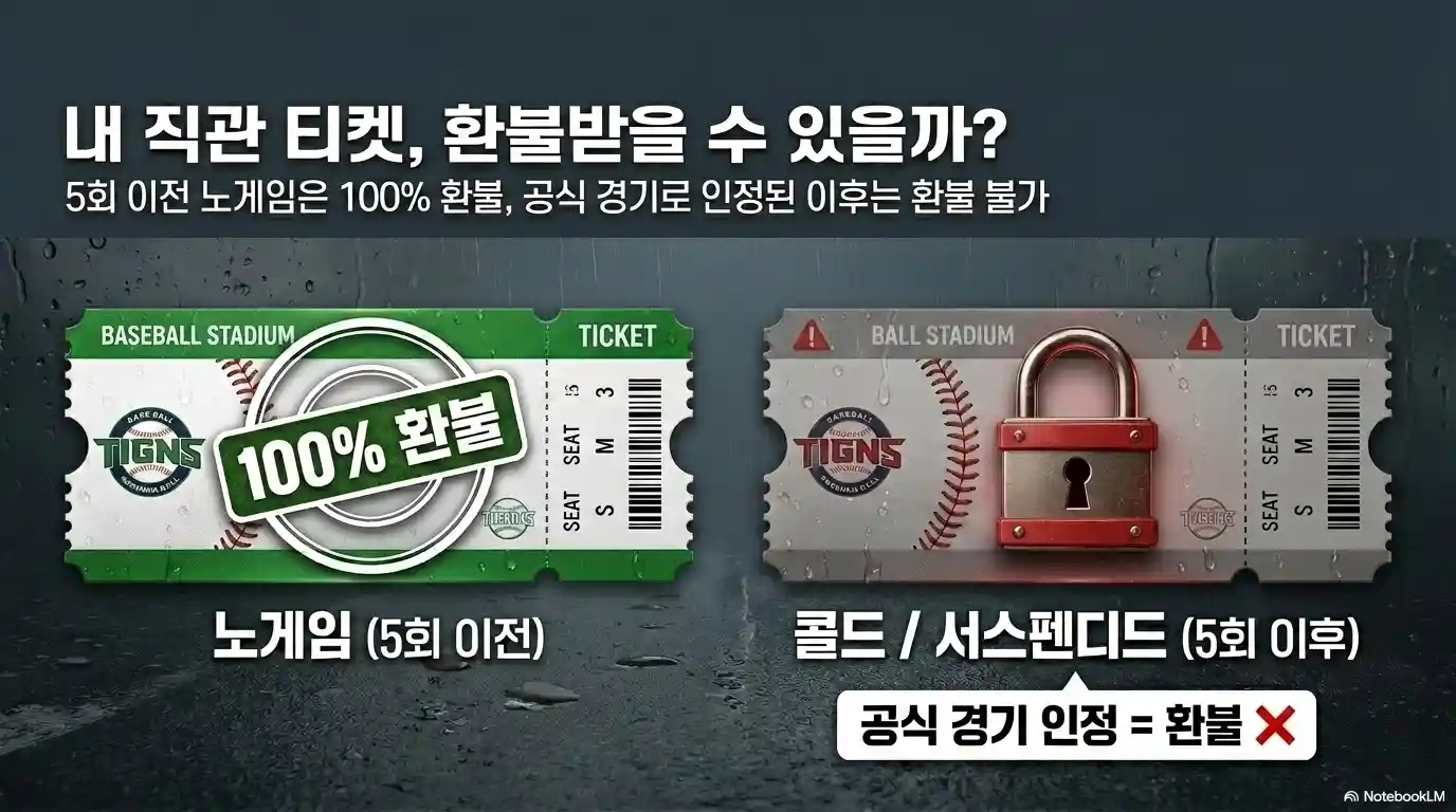 프로야구 우천 취소 티켓 환불 기준