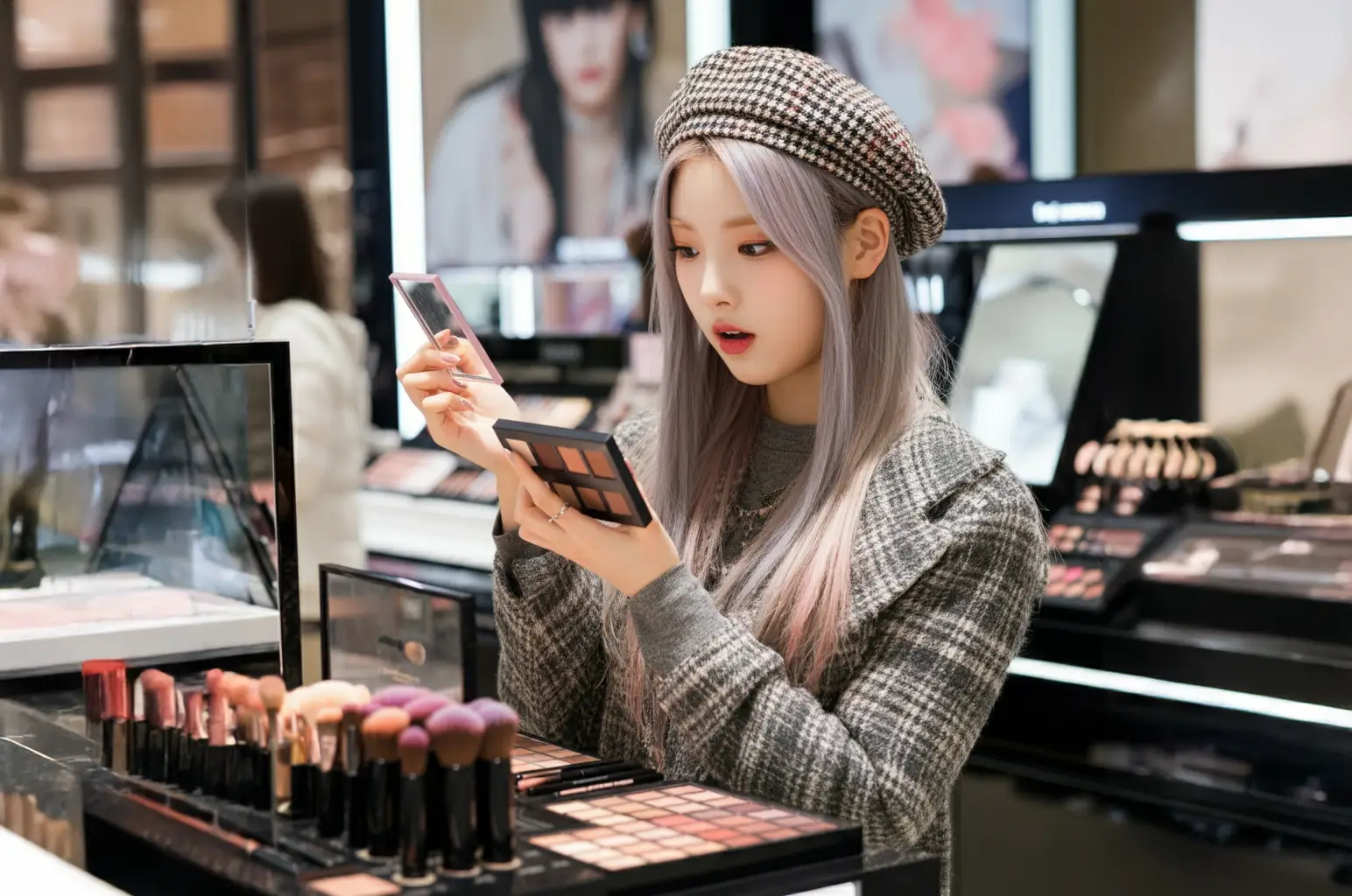 화장품을 쇼핑하는 여성