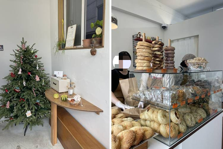 키오과자점, 삼송 카페 내부 베이글 진열 모습