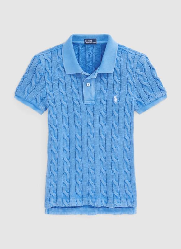 폴로랄프로렌 케이블 꽈배기 폴로 카라 반팔 니트 탑