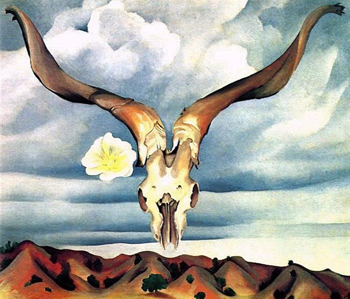 Georgia O'Keeffe의 'Ram's Head, White Hollyhock-Hills'