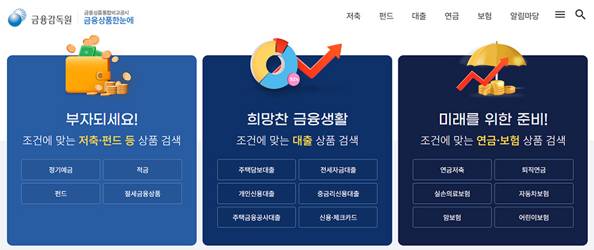 금융감독원-금융상품-비교-정보