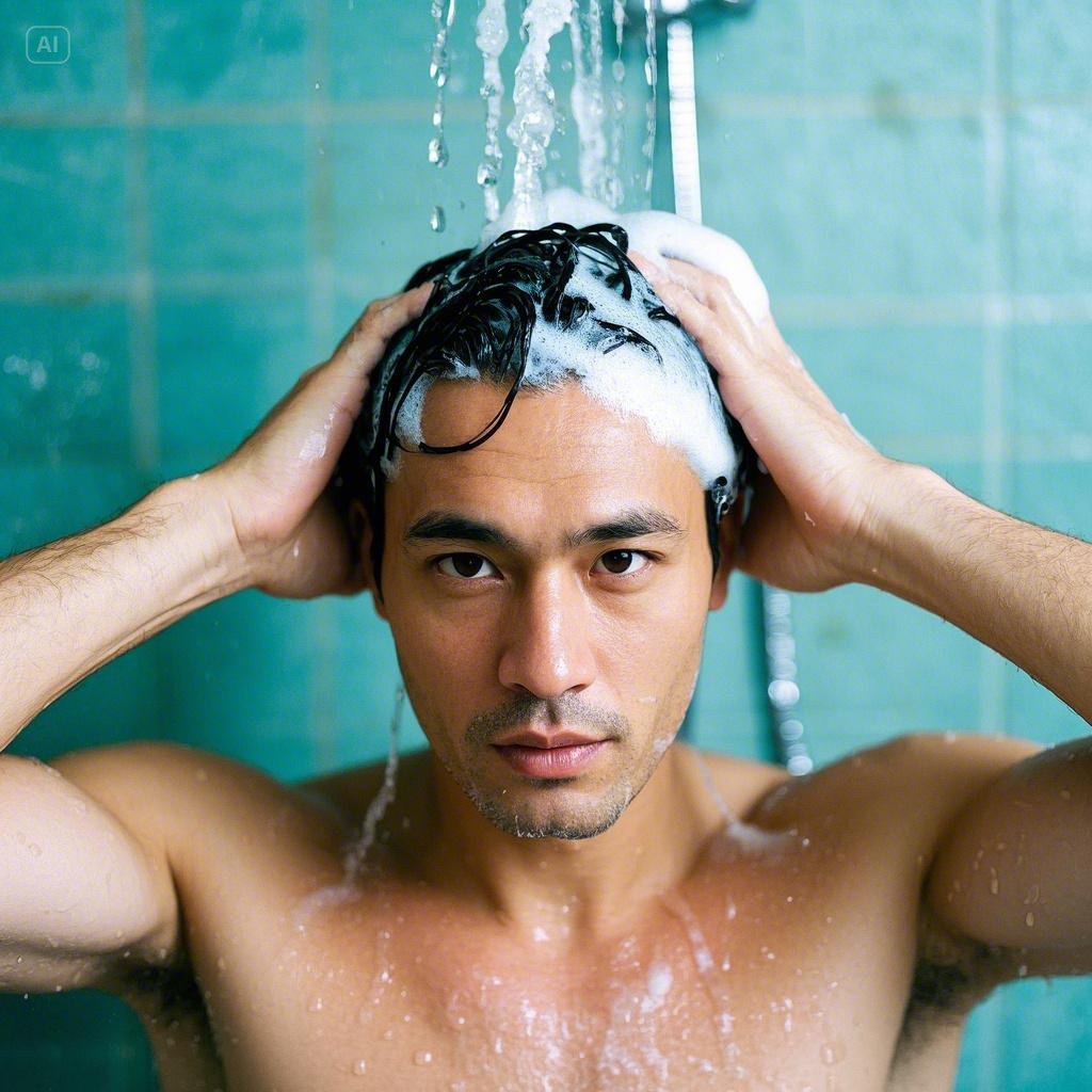 머리카락을 감고 있는 사진