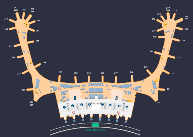 인천공항 제2여객터미널 탑승게이트(230~270번)