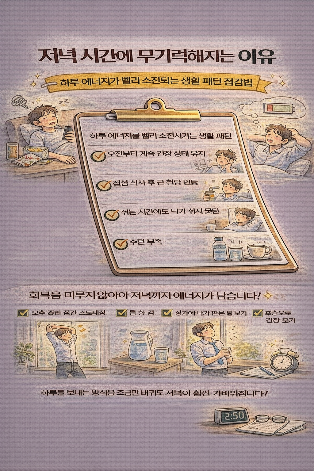 저녁 시간에 무기력해지는 이유, 하루 에너지가 빨리 소진되는 생활 패턴 점검법
