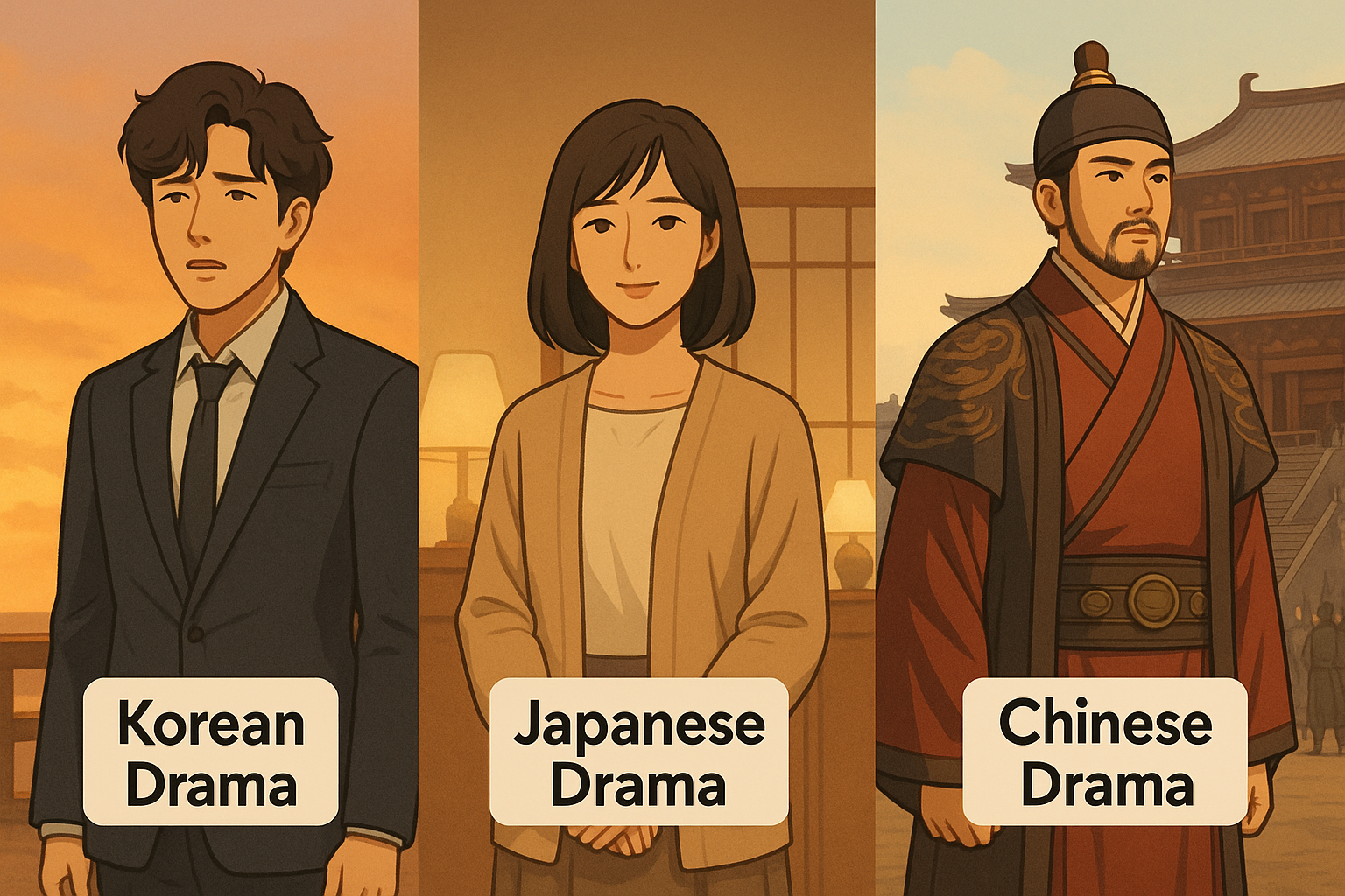한중일 드라마 특징 이미지