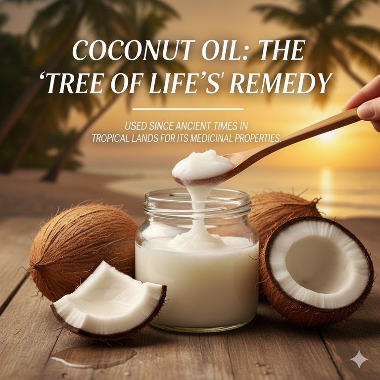 ▲ 코코넛 오일은 열대 지방에서 '생명의 나무'라 불릴 만큼 예로부터 약처럼 사용되어 왔습니다.