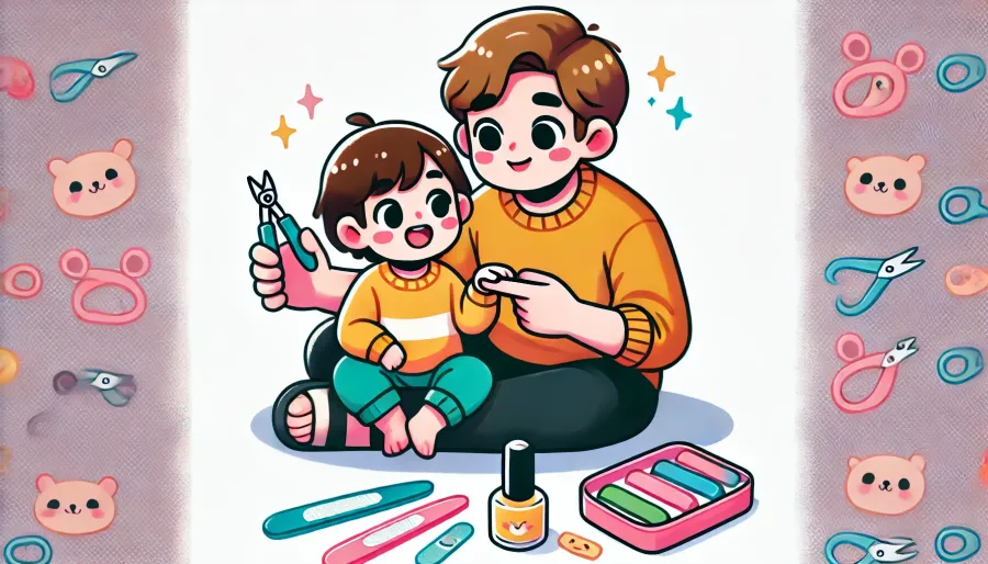 손톱-물어뜯기를-대신해서-손톱을-이쁘게-꾸미고-있는-아빠와아이