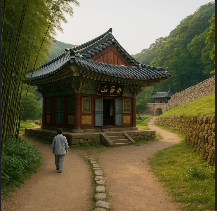 고요한 산책을하는 사람 사진