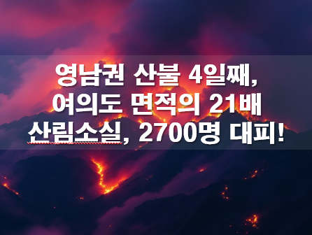 영남권 산불 4일째, 여의도 면적의 21배 산림소실, 2700명 대피!
