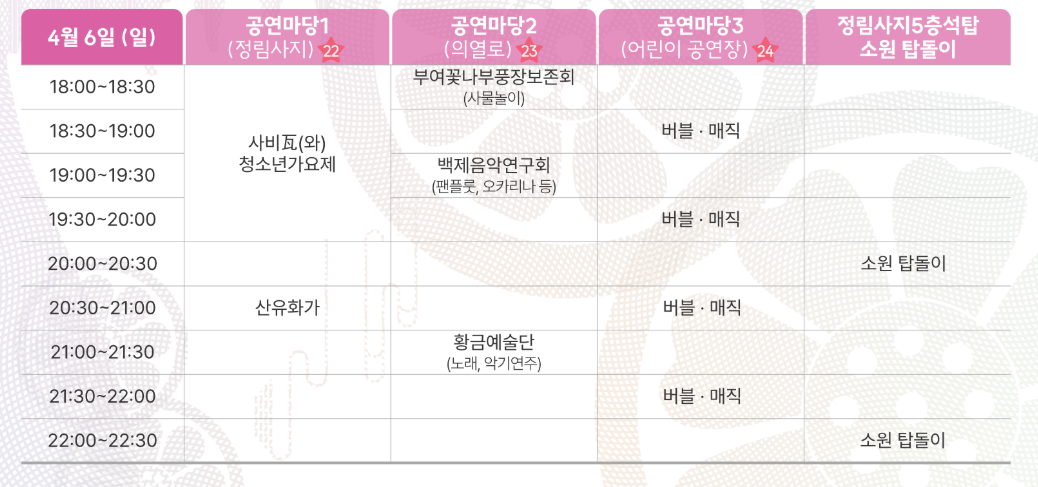 부여 국가유산야행 공연일정표