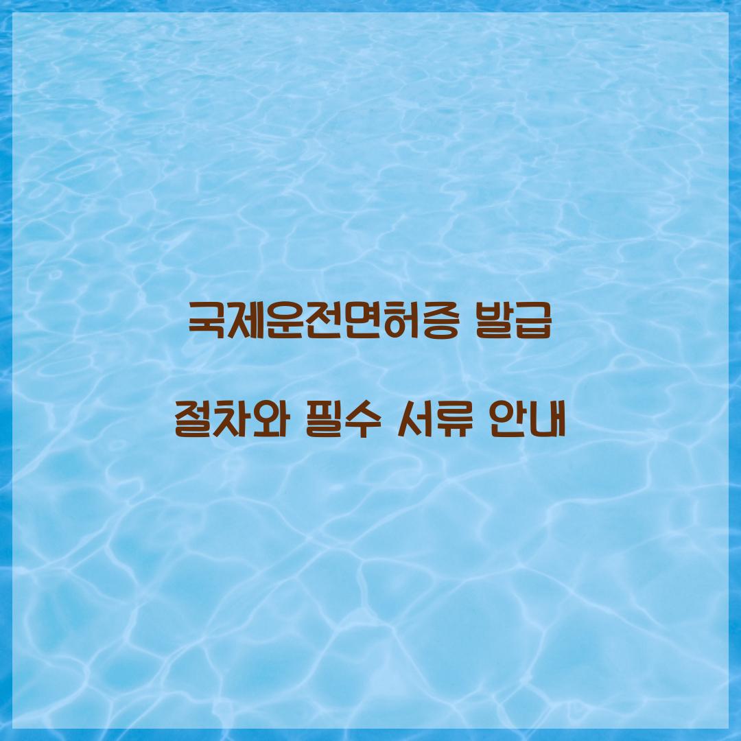 국제운전면허증 발급 절차