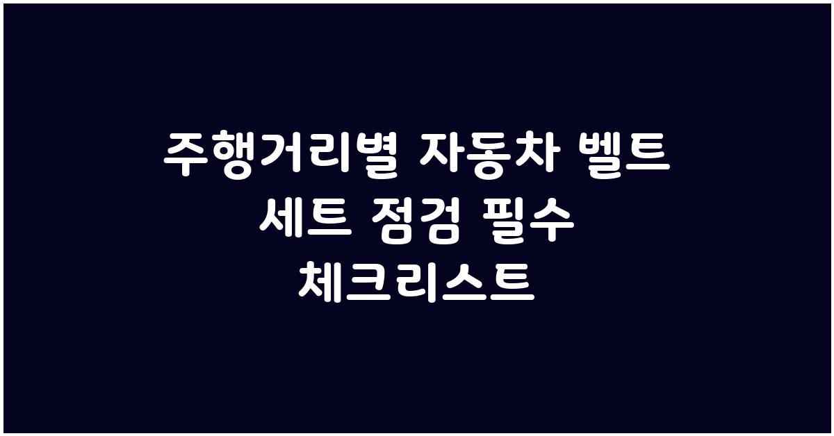 주행거리별 자동차 벨트 세트 점검