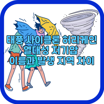 태풍 사이클론 허리케인 열대성 저기압 이름과 발생 지역 차이