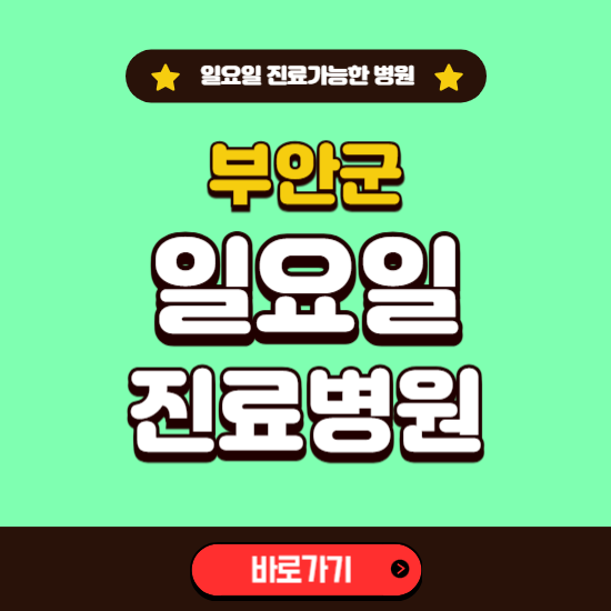 부안군 일요일 진료 가능한 병원 ❘ 주말 문여는 곳 총정리 (소아과, 내과, 안과, 치과, 피부과, 정형외과, 산부인과)